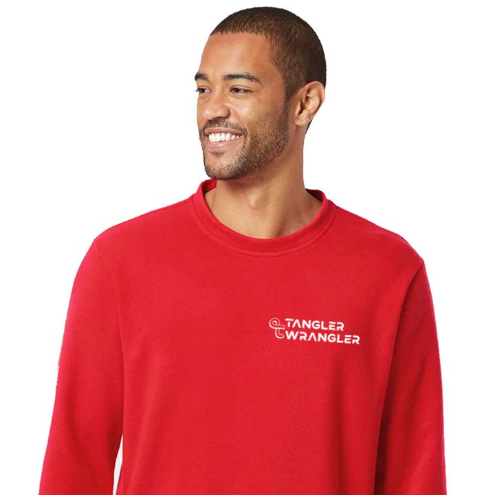 Tangler Wrangler Embroidered Adidas Unisex Fleece Crewneck Sweatshirt: Red